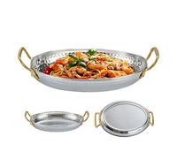 Zhadyu Vassoio Inossidabile Per Servire | Da Pranzo Con Maniglie,Vassoio In Acciaio Inossidabile Resistente Al Calore Per Carne Cena Frutti Di Mare Antipasti Ristorante Casa