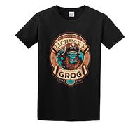 ZHAIMAORIJI Lechucks Grog Monkey Island Pirate Unisex 100% Cotton Short-Sleeve T-Shirts Black XL