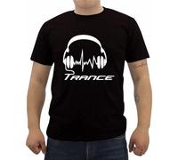 ZHAIMAORIJI Trance Music Headphones T-Shirt Men's Summer Short Sleeve Cotton T Shirts Casual Male Hip Hop Tees Black L