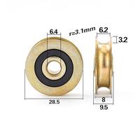 ZHAJNG Ruota di guida della fune metallica Cuscinetto scanalato Ruota concava a U Ruota di supporto della ruota di sospensione da 6 mm Puleggia fissa a linea incrociata 6,4 * 28,5 * 8