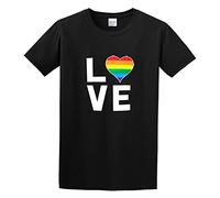 Zhan Zai Love (Rainbow Heart) Gay &Amplesbian Men Simple Tshirt Black L