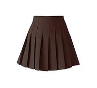 ZHANCHTONG - Minigonna da tennis a vita alta, con pieghe e gonna corta - marrone - M