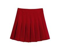 ZHANCHTONG - Minigonna da Tennis Corta a Pieghe, a Vita Alta - Rosso - M