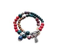 Zhang shine Braccialetto elastico in stile bohémien, realizzato a mano, con perline in ceramica, stile hippie, vintage, bohémien, colorato, gioiello estivo da donna, One Size, Ceramica, Nessuna pietra