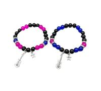 Zhang shine Y2k - Braccialetti abbinati a forma di chitarra, stella, rosa, fiore, cuore, perline, amicizia, coppie, per donne e uomini, per San Valentino, relazione, distanza, regalo (2 pezzi