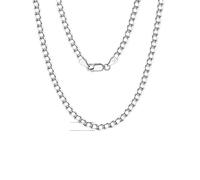ZHANGAIQINYG Collana a catena marinara piatta italiana in argento sterling for collo da donna e uomo(3.0mm-Cuban Chain,55cm)