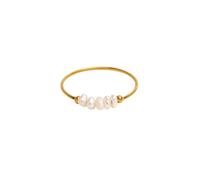 ZHANGAIQINYG EManco Moda Perle d'acqua dolce Acciaio inossidabile di alta qualità Anelli rotondi placcati in oro Regali di gioielli for le vacanze all'ingrosso(TR24052-Glod Color,6)