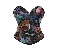 ZHANGAIQINYG Topless con Teschio di Halloween e Vestito a Vita Attillata, Body Aderente in Stile Street Graffiti, Top scolpito(S)