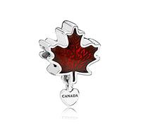 ZHANGCHEN 925 Sterling Silver Bead Red Maple Leaf Canada ciondola il fascino Fit Fashion Women Pandora Bracelet Bangle Gift Gioielli fai da te