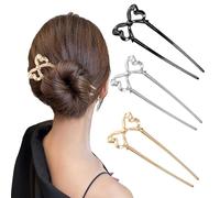 Zhangfang 3 clip per capelli classici in metallo a U vintage rosa forchetta fermaglio per capelli francese
