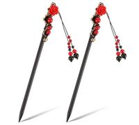 Zhangfang Confezione da 2 forcine cinesi per capelli bacchette per capelli in legno vintage fermagli per capelli fiori bacchette per capelli giapponesi accessori per capelli