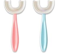 Zhangfang Spazzolino da denti a forma di U per bambini dai 6 ai 12 anni - 2 spazzolini da denti con setole morbide, custodia da viaggio e spazzolino sensoriale