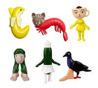 zhangfuyun Set di figurine d'azione di giocattoli italiani Brainrot, figurine da 6 pezzi Tung Tung Sahur, figurine da ufficio di giocattoli collezione stampata in 3D, decorazioni da ufficio creative