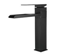 ZHANGGL Black Bathroom Basin Mixer Tap Waterfall Design Stainless Steel Single Lever Faucet for Modern Sink Elegant And Durable Bathroom Taps for Home Upgrade