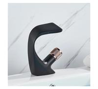ZHANGGL Black Bathroom Sink Faucet - Hot & Cold Water Mixer, Single Hole Deck Mounted Basin Tap with Chrome Finish for Vanity - Modern Crane Design