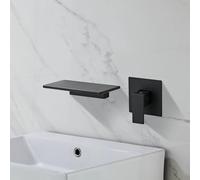 ZHANGGL Black Waterfall Wall Mounted Bathroom Mixer Tap Single Handle Basin Sink Faucet for Hot And Cold Water all Copper Construction 2 Holes Stylish Bathroom Taps