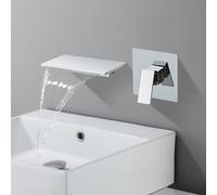 ZHANGGL Black Waterfall Wall Mounted Bathroom Mixer Tap Single Handle Basin Sink Faucet for Hot And Cold Water all Copper Construction 2 Holes Stylish Bathroom Taps