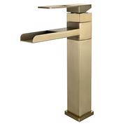 ZHANGGL Brushed Gold Bathroom Basin Mixer Tap Tall Stainless Steel Single Lever Waterfall Sink Faucet for Modern Bathrooms Stylish And Durable Mixer Taps