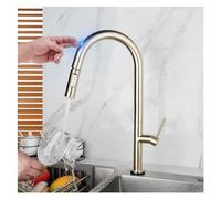 ZHANGGL Brushed Gold Kitchen Faucet with Auto Touch Sensor, Hot & Cold Water Mixer Tap, Pull out Sprayer, Chrome Finish, Smart Bathroom Vanity Crane for Modern Kitchens.