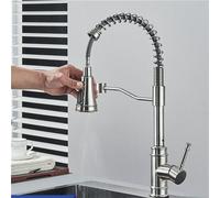 ZHANGGL Brushed Nickel Pull out Kitchen Faucet 360° Swivel Spout Mixer Tap Hot & Cold Deck Mounted Single Hole Sink Taps for Modern Kitchens