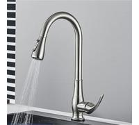 ZHANGGL Brushed Nickel Pull out Kitchen Sink Tap 360° Swivel Hot & Cold Mixer Faucet Deck Mounted Single Hole Design Modern Stream Crane for Easy Use