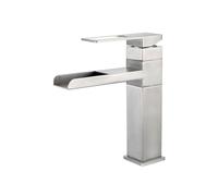 ZHANGGL Brushed Stainless Steel Bathroom Basin Mixer Tap Waterfall Design Single Lever Sink Faucet for Modern Bathrooms Durable & Stylish Plumbing Fixture
