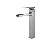 ZHANGGL Brushed Stainless Steel Tall Basin Mixer Tap Waterfall Bathroom Sink Faucet with Single Lever Control Modern Bathroom Taps for Stylish Home Decor
