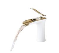 ZHANGGL Deck Mounted Bathroom Sink Faucet, Single Handle Waterfall Mixer Tap, Hot & Cold Brass Chrome Vanity Faucet for Basin, Modern Design (Color: 05 Long, Size: A)