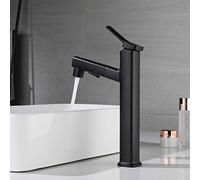 ZHANGGL High Rise Black Basin Mixer Tap with Pull Down Sprayer 3 Modes Splashback Sink Faucet for Bathroom Stylish Tall Taps for Better Life