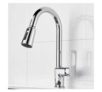 ZHANGGL Kitchen Sink Faucet Gray Matching Hot And Cold Bath Mixer Tap 360° Rotation Pull Down Spout,Easy Install