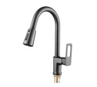 ZHANGGL Kitchen Sink Faucet Gray Matching Hot And Cold Bath Mixer Tap 360° Rotation Pull Down Spout,Easy Install