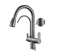ZHANGGL Matte Black Kitchen Faucet with 360° Pull out Spray 3 Function Water Filter Tap Smart Sink Mixer (Type A Gun Grey) Modern Design for Home Use