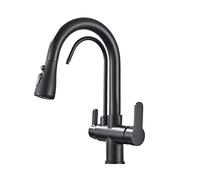 ZHANGGL Matte Black Kitchen Faucet with Pull out Spray 360° Rotation 3 Function Water Filter Tap Smart Sink Mixer for Modern Kitchens (Type A)