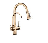 ZHANGGL Matte Black Kitchen Faucet with Pull out Spray 360° Rotation 3 Function Water Filter Tap Smart Mixer for Sink Antique Brass Finish Modern Home Upgrade