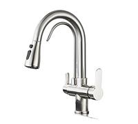 ZHANGGL Matte Black Pull out Kitchen Faucet with 360° Rotation 3 Function Water Filter Tap Smart Sink Mixer (Type A Brush Nickel) Stylish & Functional Design