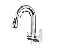 ZHANGGL Matte Black Pull out Kitchen Faucet with 360° Rotation 3 in 1 Water Filter Tap Smart Sink Mixer Durable & Stylish for Modern Kitchens (Type A Chrome)