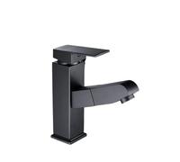 ZHANGGL Stainless Steel Pull Down Bathroom Sink Faucet - Hot & Cold Mixer, Black Electroplated Bathroom Accessory, Modern Pull-out Design for Easy Use
