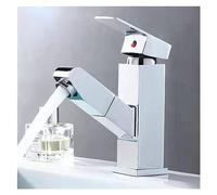 ZHANGGL Stainless Steel Pull-out Bathroom Sink Faucet, Hot & Cold Water Mixer, Black Pull-Down Crane, Durable Bathroom Accessory, Electroplated Finish, Modern Design