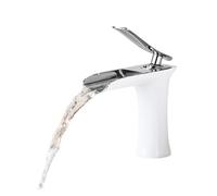 ZHANGGL Waterfall Bathroom Sink Faucet, Deck Mounted Hot & Cold Mixer Tap, Brass Chrome Single Handle Vanity Faucet, Modern Kitchen/Bathroom Basin Tap (Color: 05 Long, Size: A)