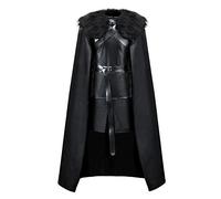ZhangjiayuanST - Mantello per Costume Cosplay Jon Snow Knights per Halloween, Medievale, in Poliuretano, Colore: Nero - Nero - XX-Large