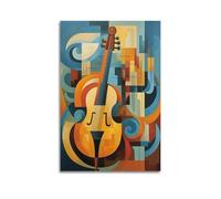 ZHANGJIENAN Decorazione artistica da parete astratta a forma di violino, decorazione musicale per soggiorno e studio, decorazione artistica da parete moderna, poster decorativo da appendere, 60 x 90