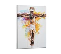 ZHANGJIENAN Decorazione artistica da parete con crocifissione ad acquerello, vivace decorazione religiosa artistica per la casa e la sala di preghiera, decorazione artistica da parete, poster moderno