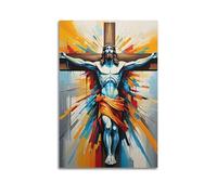 ZHANGJIENAN Decorazione artistica da parete con crocifissione astratta, vivace decorazione religiosa per la casa e la sala di preghiera, decorazione artistica da parete moderna da appendere, 30 x 45