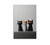 ZHANGJIENAN Decorazione artistica da parete con illustrazione di tre gatti in stile cartone animato, stravagante decorazione artistica da parete per soggiorno e camera da letto, poster decorativo