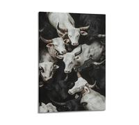 ZHANGJIENAN Decorazione artistica da parete con immagine di mandria di bovini, decorazione artistica da parete con animali dinamici per soggiorno e camera da letto, poster decorativo moderno da