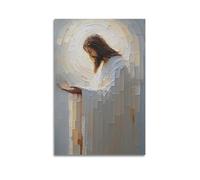 ZHANGJIENAN Decorazione artistica da parete con motivo Gesù con aureola, decorazione religiosa per la casa e la sala da meditazione, decorazione artistica da parete moderna da appendere, 50 x 75 cm