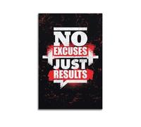ZHANGJIENAN Decorazione artistica da parete motivazionale con scritta "No Excuses Just Results Gym", decorazione artistica da parete per casa, palestra e studio, poster decorativo moderno da appendere