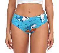 ZhanGM Slip da donna a copertura completa, bikini morbido elasticizzato con stampa balena sottomarina con elastico in vita, comodo da indossare tutti i giorni, Nero , XL