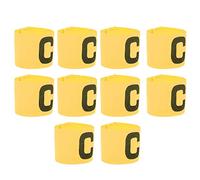 Zhangpu 10 Pezzi Bracciale da Capitano di Calcio Bracciale con Parola C, Pasta Elastica Avvolgimento Parola C per Competizione o Allenamento di Squadra Giovanile per Adulti (Giallo)