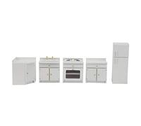 Zhangpu 5 Pezzi di Mobili da Cucina per Casa delle Bambole in Scala 1:12 Piattaforma per Lavare i Piatti in Legno Piano Cottura Frigorifero Accessori per la Decorazione della Casa delle Bambole